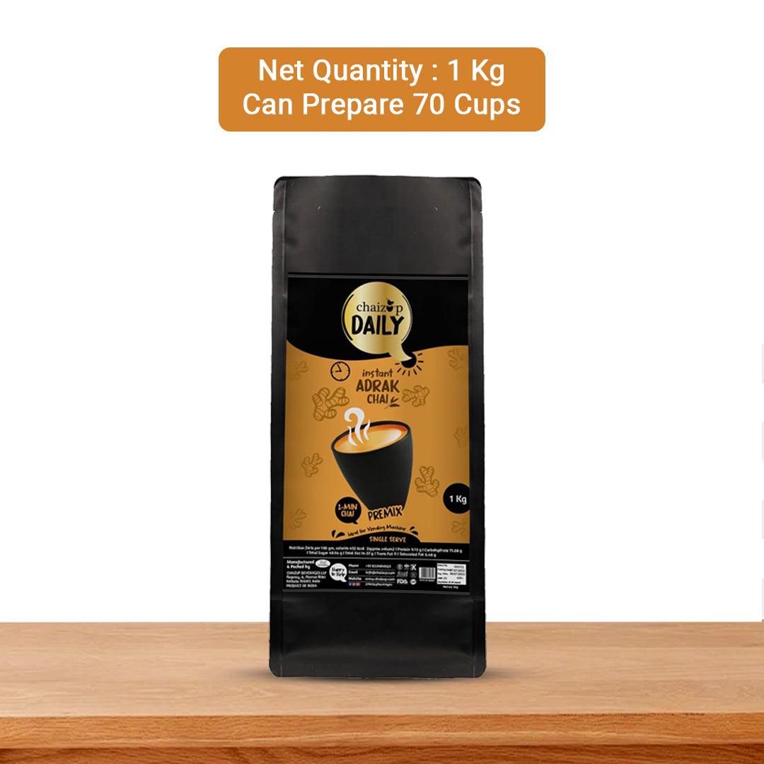 Chaizup Daily 1 Min Instant Adrak Tea Premix - 1kg Poly | Adrak Flavours | Approx. 72 Servings | 1kg